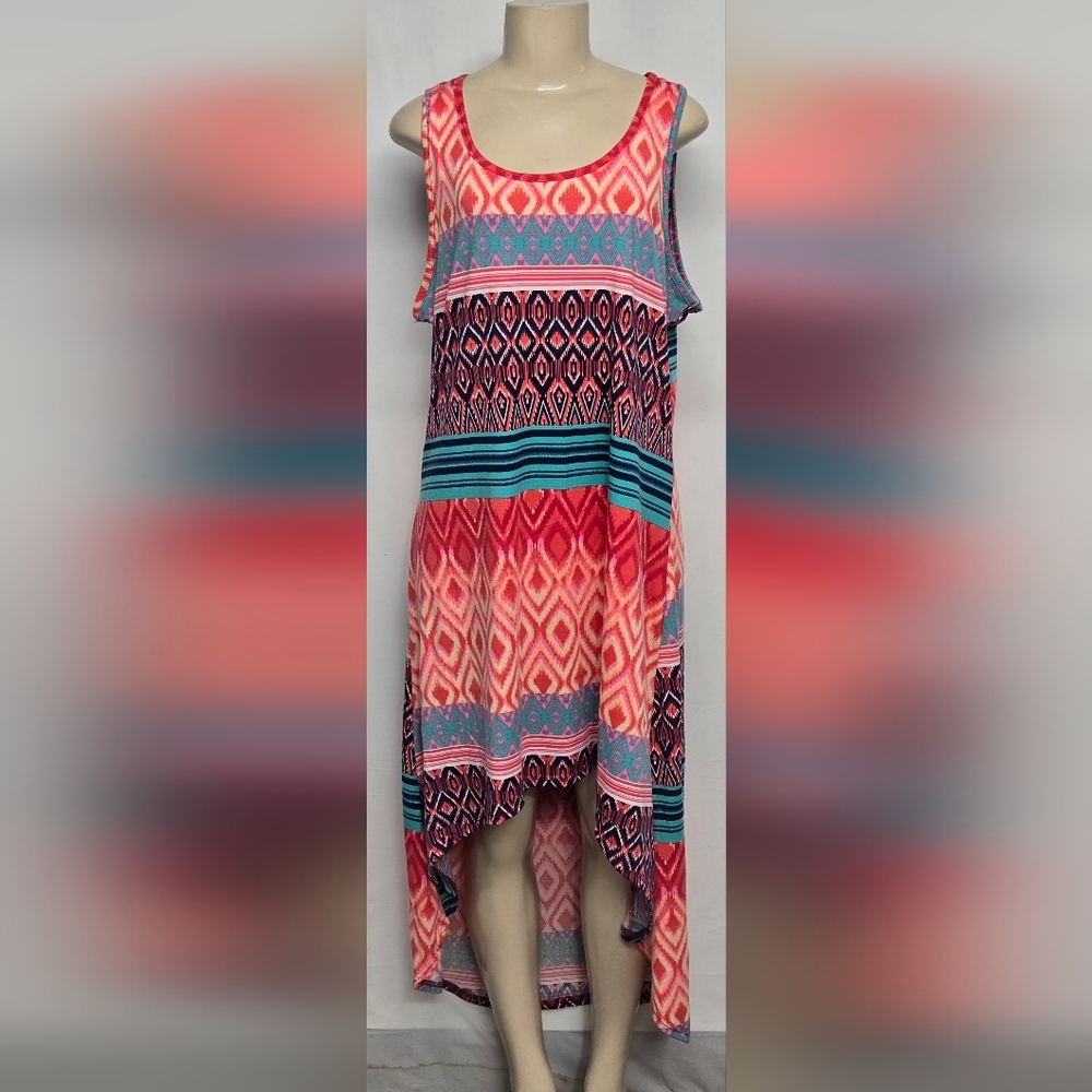 Rouge Collection 2X Pullover Dress High Low Stretch Southwestern Style